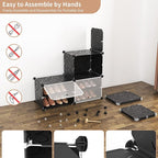 ROJASOP 6-Tier 24-Pair Expandable Shoe Rack Organizer with 2 Hooks, Black