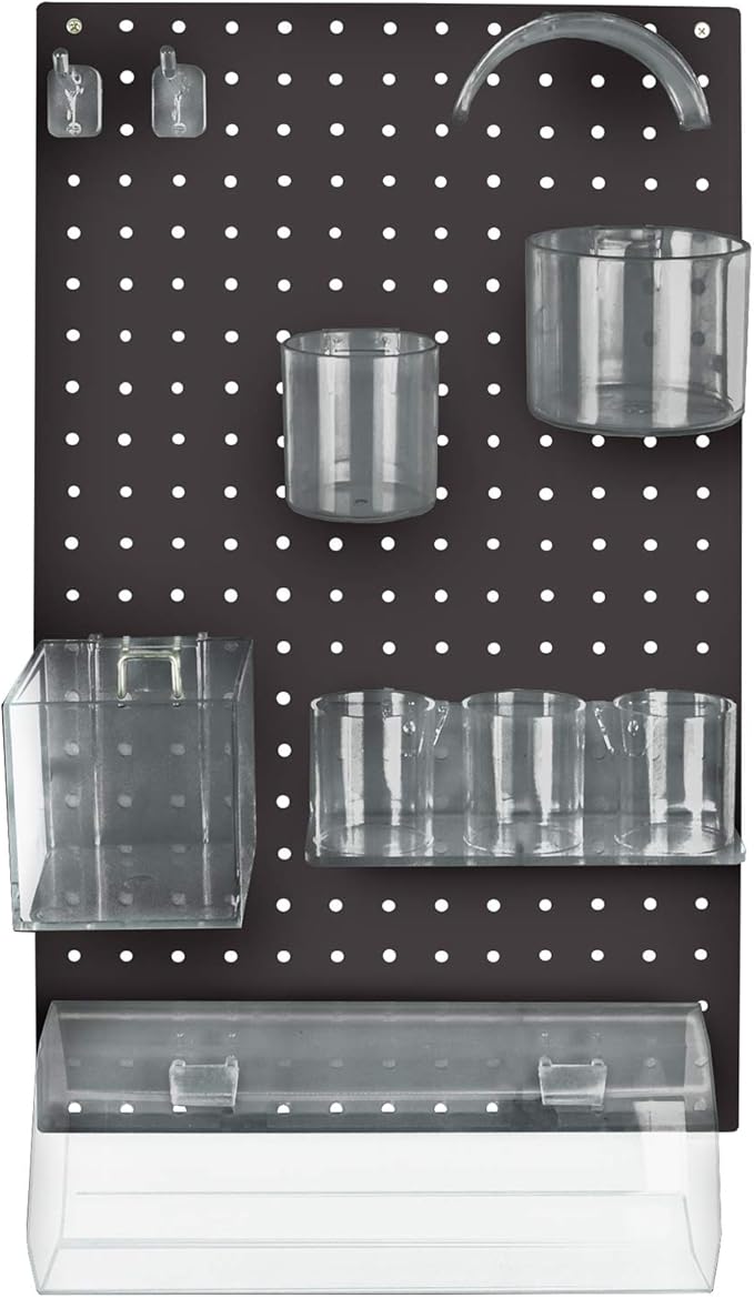 Azar Displays 900940-BLK The DIY Multi-Purpose 10-Piece Pegboard Wall Organizer Kit with One Panel and Accessory Assortment: 