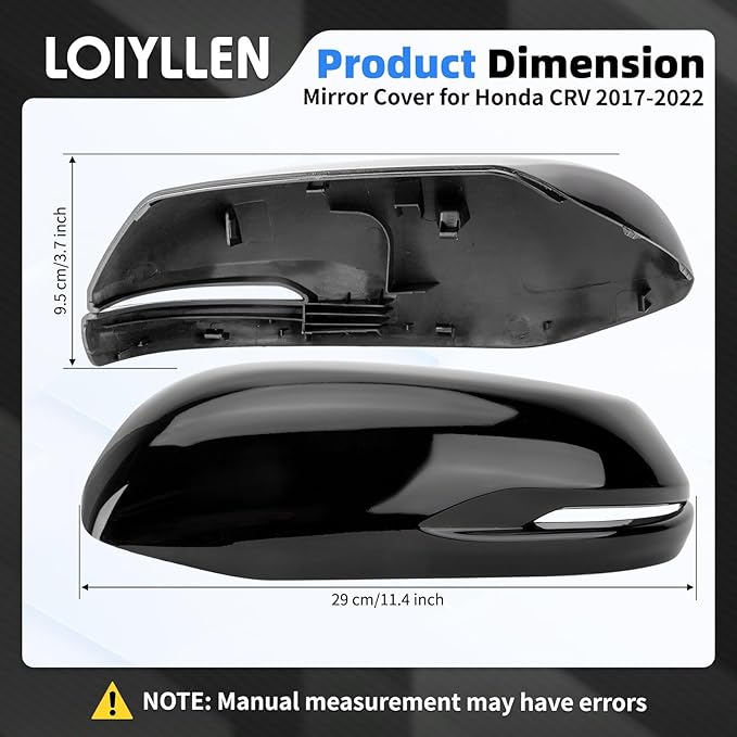Driver Side Mirror Cover Replacement for Honda CRV 2017 2018 2019 2020 2021 2022 - Left Side Mirror Covers, Rear View Mirror Cap Accessories Black, With Lamp