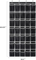 SAVERHO 35 Pockets Over the Door Shoe Organizer, Hanging Shoe Organizer for Door with 35 Mesh Pockets Large Capacity Shoe Han