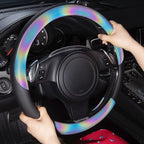 CAR-GRAND Chameleon Iridescent Reflective PU Leather Steering Wheel Cover,15Inch Universal Fit for 95% Suvs,Sedans,Vans,Truck