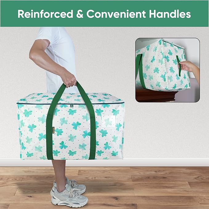 BALEINE 2-Pack Oversized Moving Bags with Reinforced Handles, Heavy-Duty Storage Tote for Clothes, Moving Supplies (Clover, 2