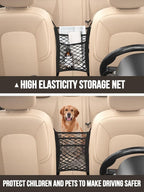 New Fi Backseat Car Organizer(20 Storage Pockets),Come with Free 1 Seat Net and 2 Headrest Hook, Touch Screen Tablet Holder, Divider for Driving Safely Children & Pets…, Car Organizer (black)
