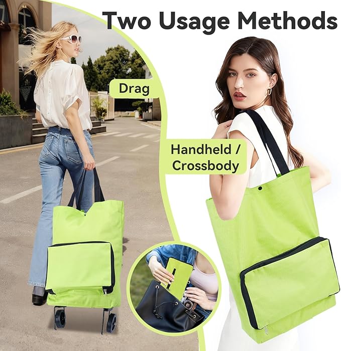 Collapsible Shopping Grocery Bag With Wheels Rolling Tote Bag With Wheels Large Reusable Shopping Bags Foldable Cart