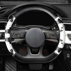 ZHOL Cow Print Steering Wheel Cover, D Shaped Car Wheel Cover Microfiber Leather 14 1/2-15 in (37-39 cm)