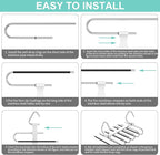Upgrade 6 Layers Pants Hangers Space Saving, 2Pack Stainless Steel Multifunctional Rack Non Slip S-Type Clothes Jean Hanger C