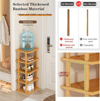 Bamboo Shoe Rack 12 Tier- Vertical Shoe Rack for Small Spaces, Tall Narrow Shoe Rack Organizer for Closet Entryway Corner Gar
