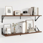 Axeman 32 Inch Floating Shelves | 8 Inch Deep Walnut Wall Shelves Set of 2 | 31.5W x 8D Rustic Wood Shelves for Bookshelf Liv