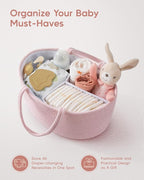 Maliton Baby Diaper Caddy Organizer, Cotton Rope Diaper Caddy Basket, Large Storage Basket for Newborn Boys and Girls, Gift f