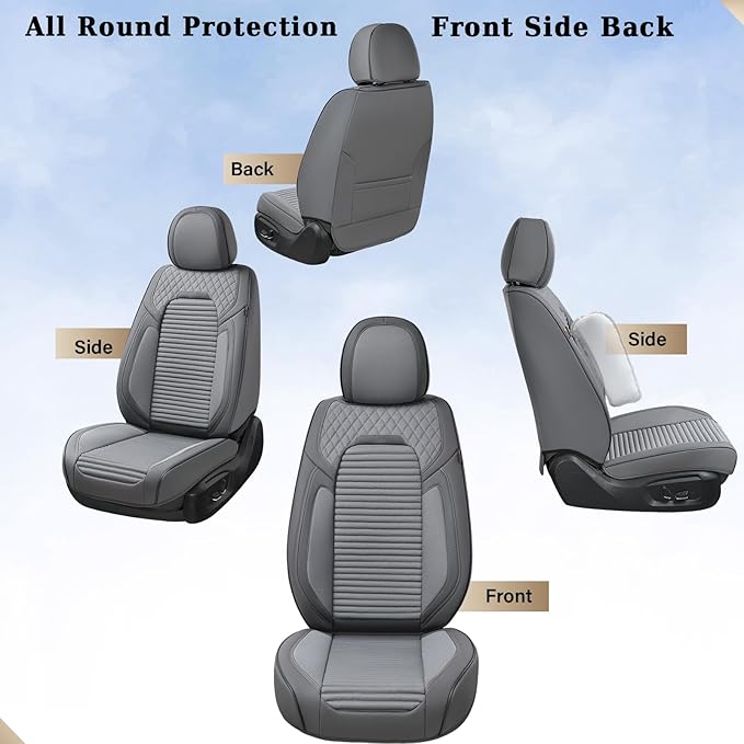 Coverado Car Seat Covers Full Set, Leather Seat Covers for Cars, Automotive Seat Cover Car Accessories Universal Fit for Most