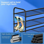 SUFAUY 3-Tier Mesh Shoe Rack, Closet Metal 33" Wide Shoe Shelf Heavy Duty, Black