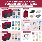 YAMIU Packing Cubes for Suitcases, 7 Pcs luggage organizer bags with Shoe Bag, 2 Waterproof Travel Toiletry Bags, Travel Cube