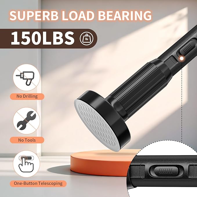 Tension Curtain Rod 41-86In-150Lb, Curtain Rod No Drilling for Window or Bathroom Patio, Adjustable Heavy Duty Shower Curtain