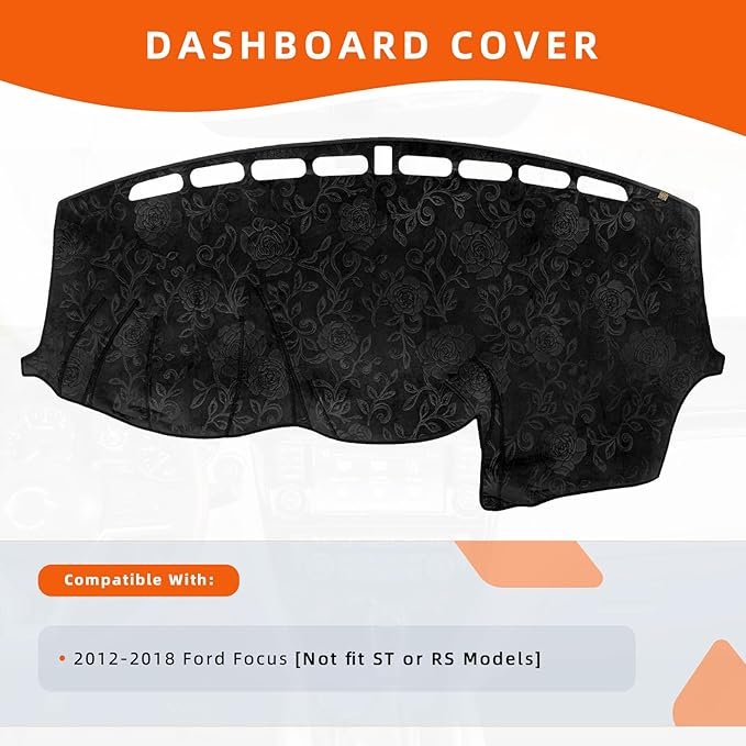 KEYOOG Dashboard Cover Dash Mat Fit for 2018-2012 Fo-rd Focus (Not Fit ST or RS Models),Car Dash Board Mat Anti-Glare Carpet,