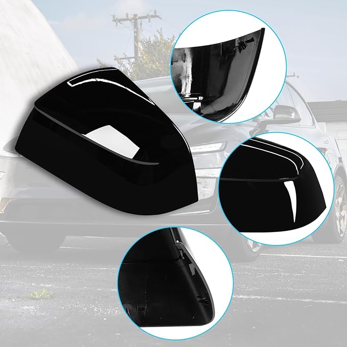 Jaronx Compatible with Tesla Model Y Juniper Mirror Cover Replacement 2025 2026, Left Driver Side Clip-on Rear View Mirror Cover Cap for Tesla Model Y Juniper Accessories 1963538-D4-B (Solid Black)