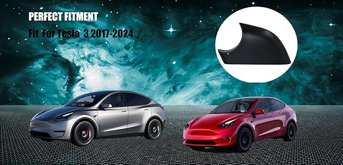 fit For Tesla Model Y Front Wing Mirror Cover Holder Lower Tray 2018-2024， Side Mirror Bottom Cover Replacement for Tesla Model Y Wing Repair (left side black)
