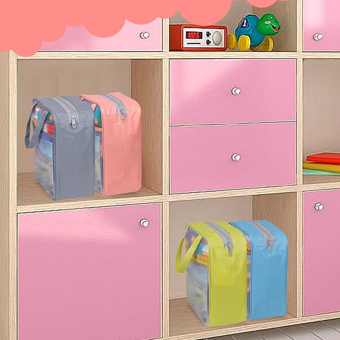 4 Pack Extra Large Mesh Toy Zipper Storage Bags(11.8 * 9.8 * 5.2in),Magnetic Tiles Block Sets Plush Toy Storage Organizer wit