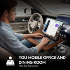 Car Tray Table & Car Laptop Desk, Height-Adjustable 360° Rotating Wood Car Laptop Mount, Steering Wheel Tray, Cup Holder Table,Compatible with Tesla & Most Vehicles Walnut