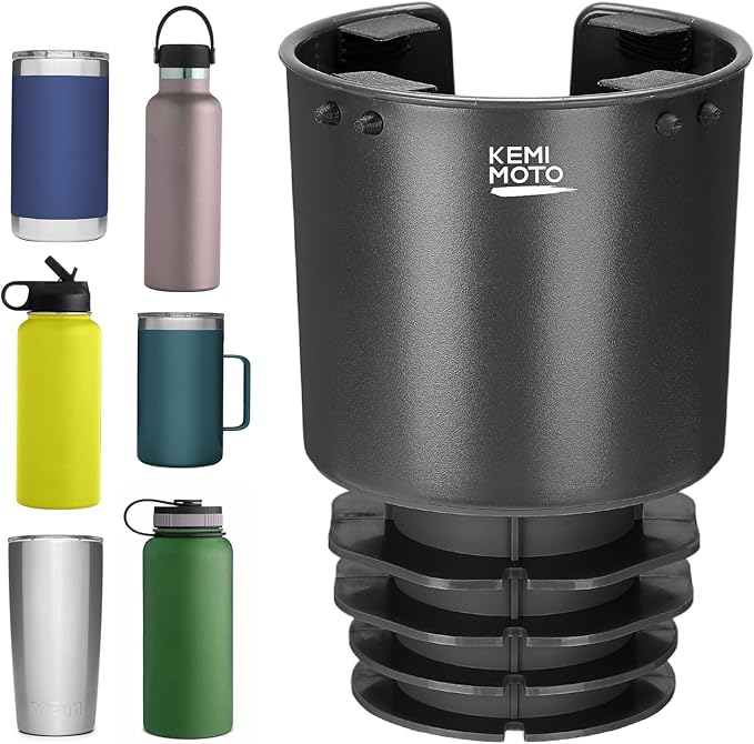 KEMIMOTO Cup Holder Expander for Car, Compatible with Hydro Flask 32/40oz, Yeti 24/30/36oz, Other Bottles in 18-40oz, Large C