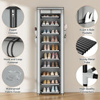 ROJASOP Shoe Rack with Covers 10 Tier Large Shoe Organizer Tall Shoe Closet Storage for 20-22 Pairs Shoe and Boot, Free Stand