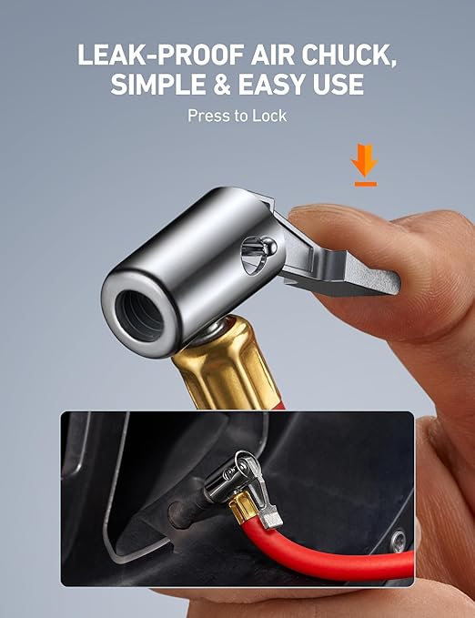 AstroAI T1 Digital Tire Pressure Gauge with Inflator, 3-250 PSI Air Chuck with Pressure Gauge, Heavy Duty with Quick Connect Coupler, Calibrated to ANSI B40.7 Grade 2A
