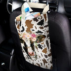 IRADA Car Trash Bag Hanging No Snap Small Garbage Bag for Car Back Seat Cute Printed One-Handed Strap Trash Bags Car Accessories-Cow Car Trash Bags