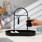 MAQUITA Jewelry Organizer Stand & Key Holder Tray with Acrylic Base, Key Stand and Jewelry Tray with 5 Hooks