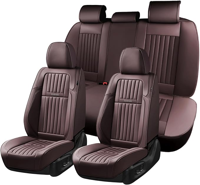 Coverado Car Seat Covers Full Set, Seat Covers for Cars, Car Seat Cover, Car Seat Protector, Leather Car Seat Cushion, Waterp