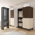 Heavy Duty Portable Closet Wardrobe, Garment Rack with Cover & Hanging Rods, Freestanding Wardrobe with Magnetic Door, Metal 