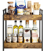 KLM Countertop Coffee Station Organizer, 2 Tier Wooden Shelf for Coffee Bar Accessories, Condiment Storage Caddy for Kitchen,