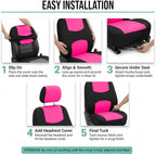 FH Group Flat Cloth Full Set Car Seat Covers Three Row 7 Seater - Universal Fit for Cars, Trucks & SUVs Pink