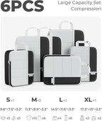 Percover Compression Packing Cubes 6-Piece Set, Packing Cubes Compression for Travel with Multi-Size Organization, Travel Org