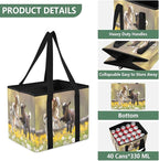 Playful Goats Pattern Reusable Grocery Bags Large Shopping Tote Bag with Reinforced Bottom Board, Water Resistant Foldable St