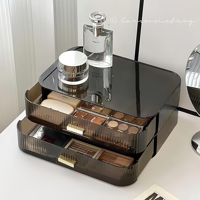 Stackable Cosmetics Organizer Drawers, Bathroom Vanity Makeup Organizer and Storage, Ideal for Desk and Dresser Countertops, 
