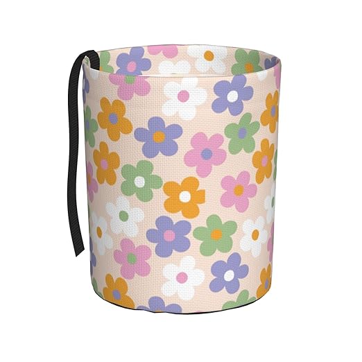 Cute Flowers Floral Car Trash Can Collapsible Garbage Can,Hanging Trash Bag Water Proof with Suitable for Storage for Car Interiors,Home