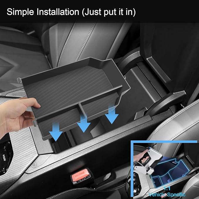 for 2025 2026 BMW X3 Center Console Organizer for BMW X3 G45 (30 xDrive/M50 xDrive), Durable ABS Plastic&Anti-Slip Rubber 2025 X3 Console Tray Insert for 2026 2025 BMW X3 Interior Accessories