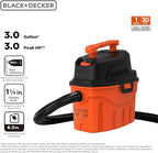 BLACK+DECKER Shop Vacuum Wet and Dry, 3 Gallon 3.0 Peak HP, 3-in-1 Portable Corded Shop Vac with Accessories, Vacuum Cleaner 