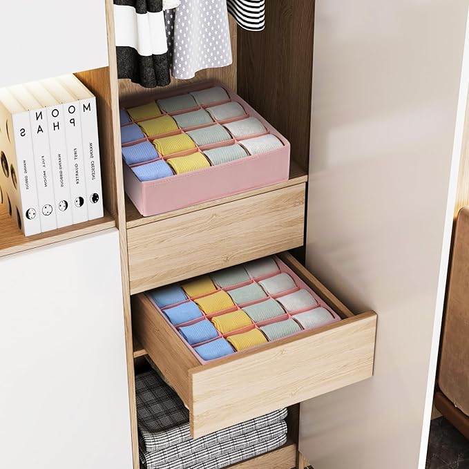 Joyoldelf Sock Drawer Organizer Divider, 16-Cell Underwear Organizers and Storage Fabric Drawer Organizer for Socks, Lingerie