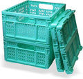 20L Folding Crates, 4Pack Plastic Storage Bins Organizer for Home and Office,Plastic Folding baskets,Collapsible Crates for C