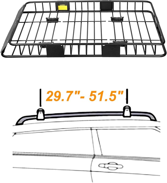 XCAR Roof Rack Basket Rooftop Cargo Carrier with Extension Black Car Top Luggage Holder 64"x 39" Universal for SUV Cars
