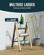 WOA WOA Step Ladder, 3 Step Foldable Step Stool with Widen Pedals, Portable Home Ladders for Kitchen, Lightweight Aluminum St