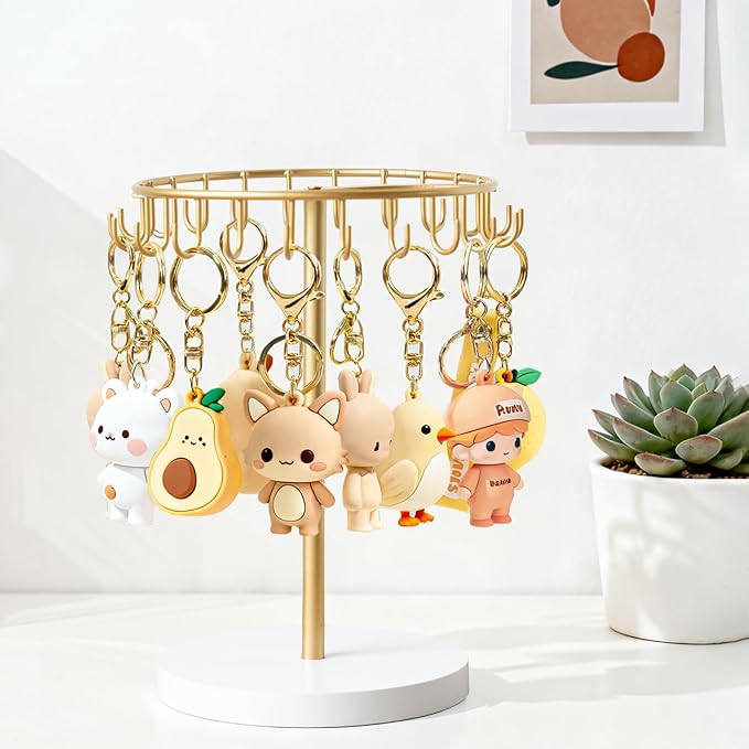 Dahey Keychain Display Stand for Vendor, Metal Bracelet Holder Organizer Hand Sanitizer Keychain Display with 22 Hooks Storag