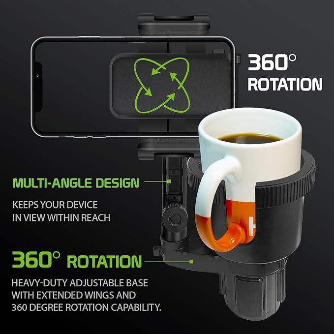 Cellet Car Cup Holder Phone Mount, Phone Holder Mount Cradle Universal Adjustable Compatible for All Smartphones Apple iPhone, Samsung Galaxy Note, LG, Moto Google Pixel (Extra Cup)