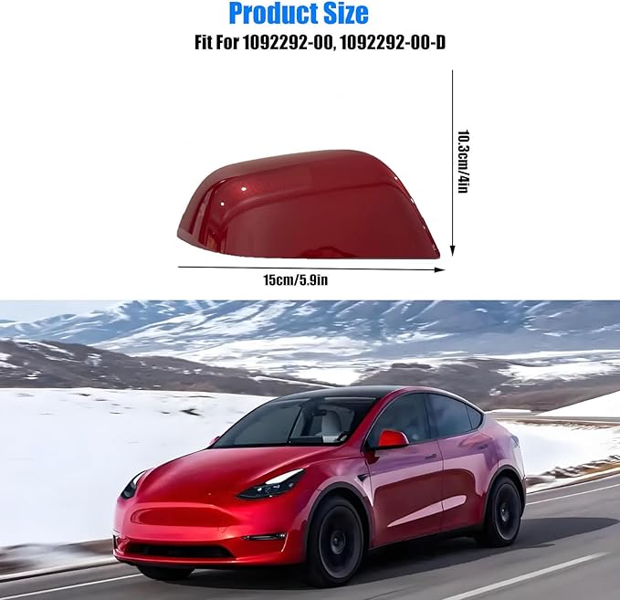 Compatible with Tesla Model 3 Side Mirror Cover Replacement 2017 2018 2019 2020 2021 2022 2023 2024 2025,Right Side Rearview Mirror Cover Cap for Model 3 Accessories(red)