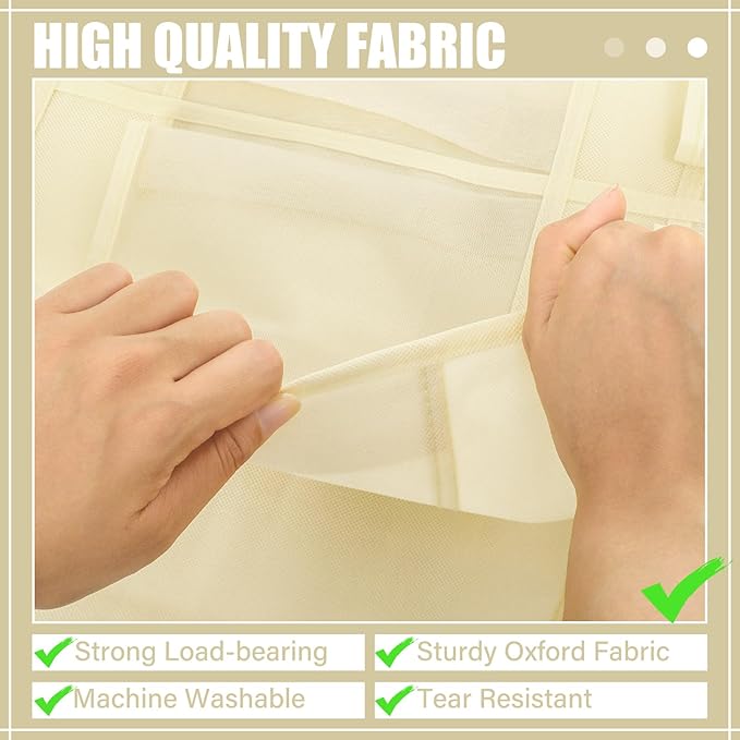 Windyun 40 Over the Door Shoe Organizer Large Breathable Mesh Pockets Hanging Shoe Rack for Closet Beige Behind Door Hanger S