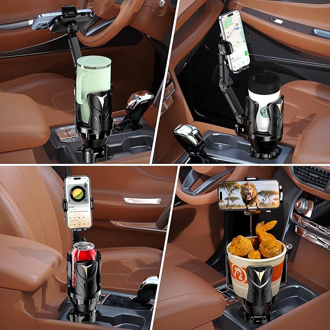 Phone Holders for Your Car, Adjustable Car Cup Holder Expander with Rubber Grip, Secure Hold, Multi-Scenario Use for Drivers,