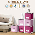 Geelin 6 Pink Cube Storage Organizer with Fabric Bins and Labels, 11 Inch Collapsible Toy Organizer Shelf Storage Bins Dresse