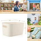 Zopeal Plastic Storage Bins 10 Pcs White Pantry Organizer Bins Small Baskets Storage Containers for Home Kitchen (10 x 7 x 6 