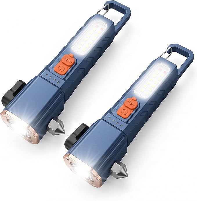 Emergency Car Flashlight with 6 Lighting Modes, Flashlights Emergency Kit Escape Hammer with Seatbelt Cutter & Window Breaker