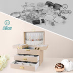 Dajasan Jewelry Organizer Box, Jewelry Holder Organizer Box, PU Leather Jewelry Box, Gift Idea for Valentine's Day, Birthday,